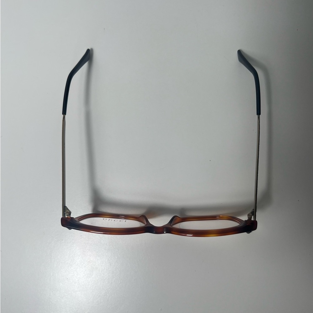 Gucci Marble Tortoise Shell Havana Print Brass Eyeglasses Eye Glasses GG0218O - Picture 10 of 13